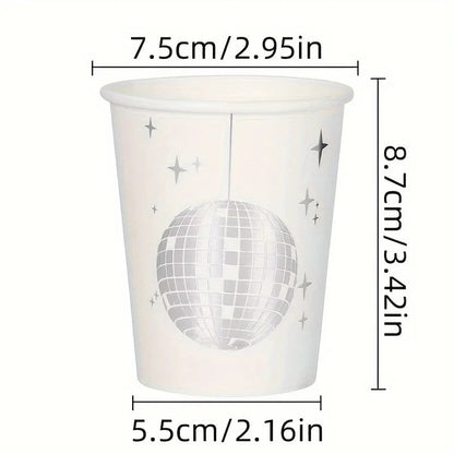 Disco Sliver Disposable Tableware Party Supplies Set Paper Plates Cups Napkins Cake Topper  Kids Baby Birthday Shower  Wedding Good Vibrations