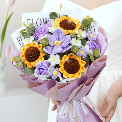 Teachers' Day Gift Bouquet Cross-border Finished Product Hand-knitted Wool Large Opening Tulip Simulation Flower Wholesale Good Vibrations