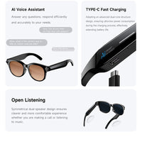 AI Smart Glasses Real-time Translation Dual Camera Bluetooth Call Sunglasses Shoot Audio Video Music Player Multifunctional Men Good Vibrations