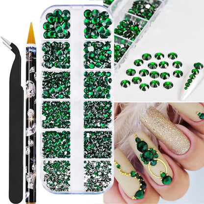 12grids Half Round Pearls Beads 3D Nail Charms 1.5/2/2.5/3/4/5mm White Flatback Pearls Nail Jewelry Nail Craft Pearl Rhinestones Good Vibrations