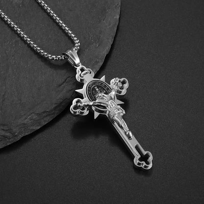 Philippians 4:13 Men's Simple Cross Pendant Necklace Stainless Steel Religious Amulet Jewelry Unisex Bijoux Good Vibrations