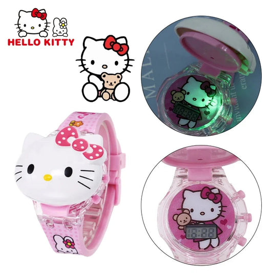 Sanrio Hello Kitty Girl Kids Watches Cute Student Children Watch Digital Electronic Luminous Wristwatch Birthday Gifts Watches Good Vibrations