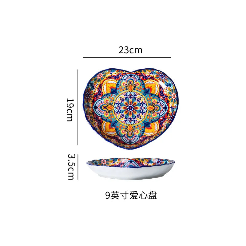 Ceramic Tableware Set Rice Bowl Serving Plate Creative Cutlery Soup Plate Noodle Handle Bowl Sauce Dish Steak Salad Fruit Plate Good Vibrations