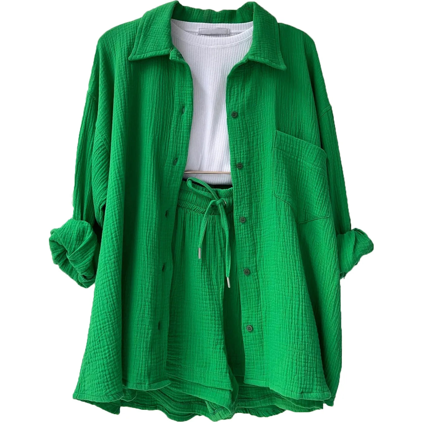 Solid Color Casual Loose Short Pants Sets For Women 2025 Elegant Summer Women's Two Pieces Suit Full Set Female Outfit Clothes Good Vibrations