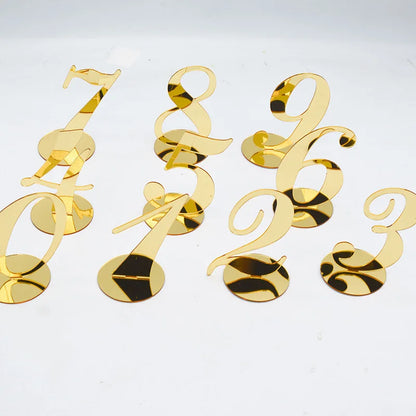 1PC Gold Silver Table Number with Holder Elegant Mirror Table Number Sign Seat Card For Wedding Birthday Party Anniversary Event Good Vibrations