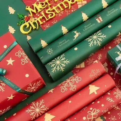 24/1Rolls Christmas Xmas Tree Santa Claus Snowflake Wrapping Paper DIY Craft Gifts Packaging Paper Party Home Decoration Good Vibrations