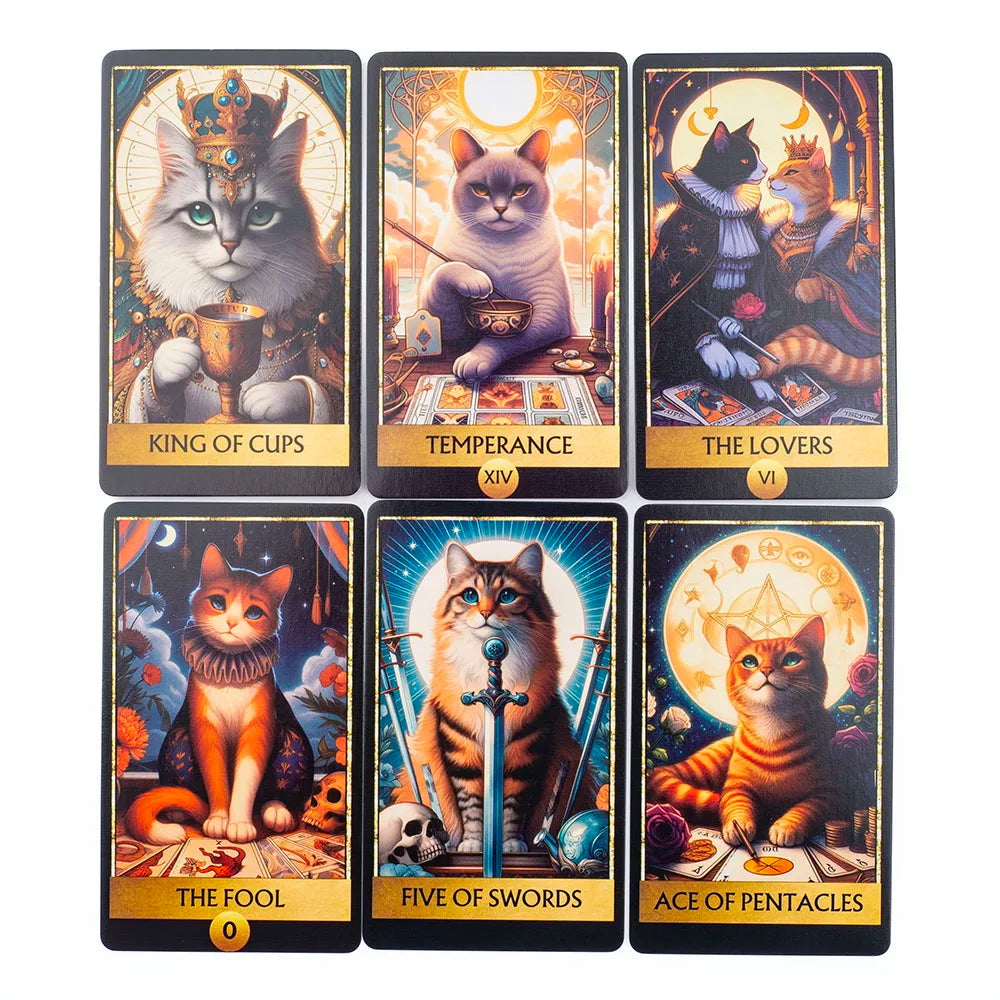 Cat Tarot A 78 Card Deck High Quality English Version Board Game for Easy and Fun Fortune Telling Perfect for Family Gatherings Good Vibrations