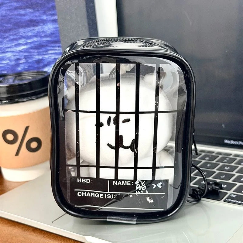 New Fun Creative Prison-themed Itabag Transparent Case For 13cm Doll Portable Clear Keychain Gift Box Collectibles Storage Pouch Good Vibrations