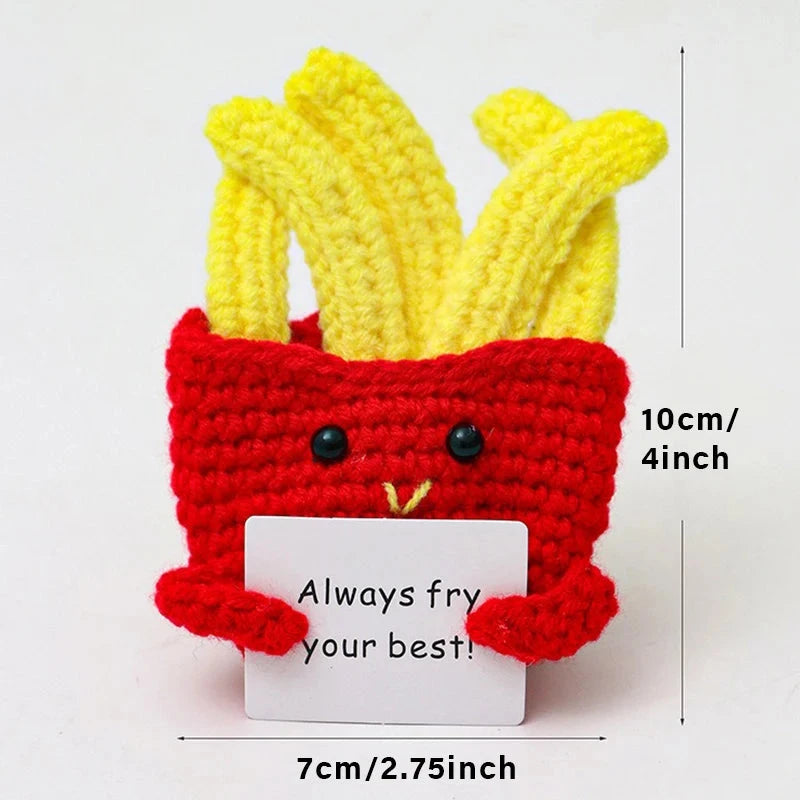 Positive Energy Duck Doll Hug Pocket Mini Handmade Plush Wool Knitting Dolls Funny Emotional Support Crochet Gift for Birthday Good Vibrations