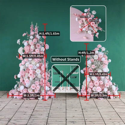 Flores Arificiales Decoration Wedding KT Board Artificial Floral Arrangement Pink White 3pcs/set Flowers Row Decor Props H5.4ft Good Vibrations