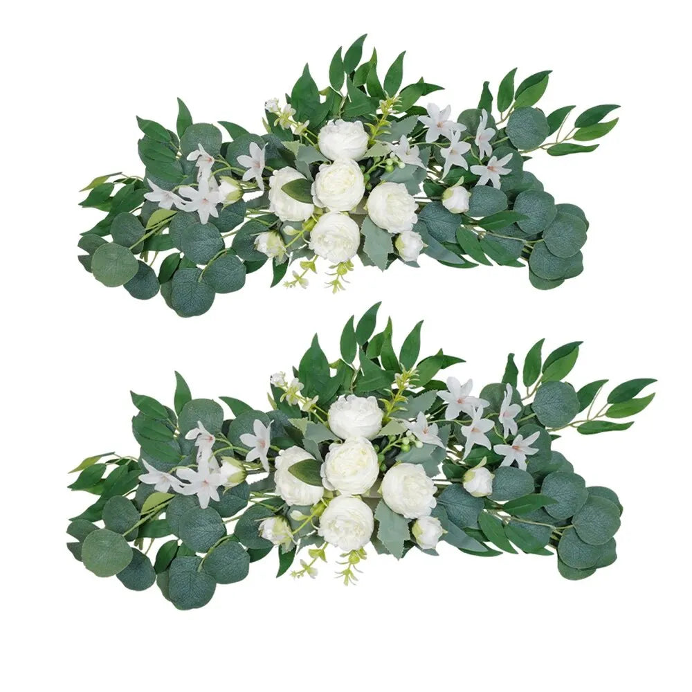 Artificial Wedding Arch Flowers Boho Red Rose Eucalyptus Garland Drapes Home Decoration Wedding Decorations Welcome Sign Good Vibrations