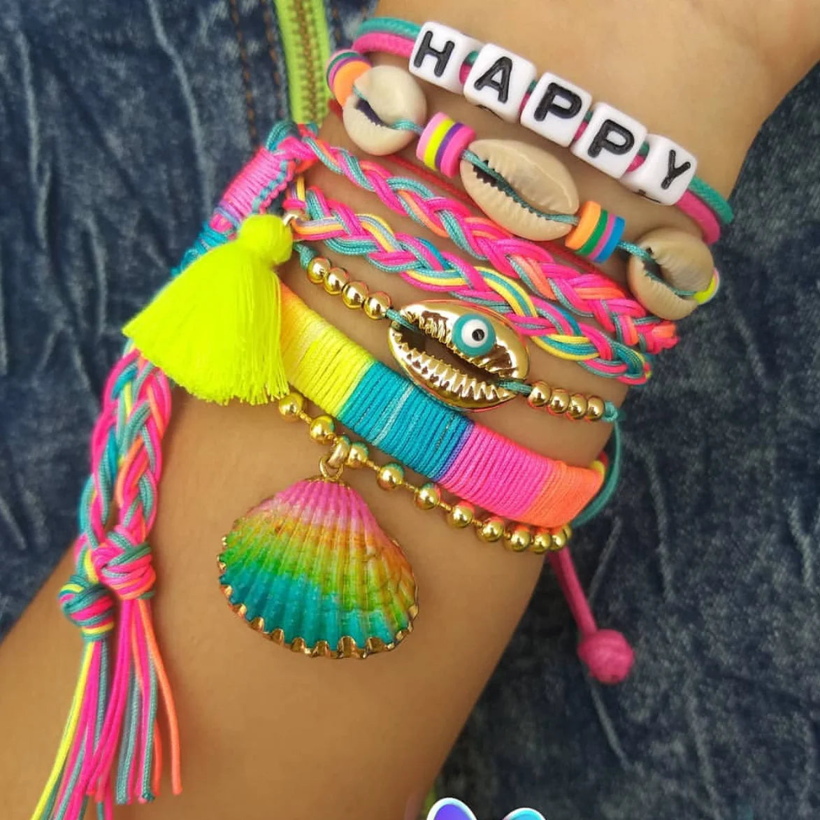 Bracelets Women Evil Eye Bracelet Summer Boho Tassel Chic Beads Pulseras Mujer Bohemian Jewelry Handmade Gift Good Vibrations