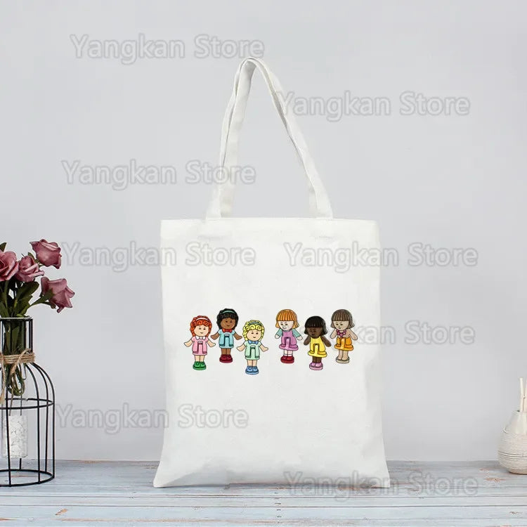 Polly Pocket Print Reusable Shopping Bag Bolsas De Tela Grocery Shopper Shopping Jute Bag Cotton Bag Jute Sacola Reciclaje Good Vibrations