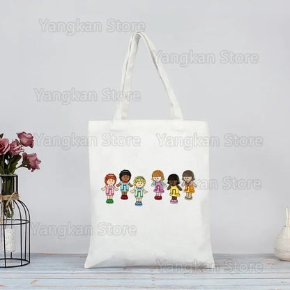 Polly Pocket Print Reusable Shopping Bag Bolsas De Tela Grocery Shopper Shopping Jute Bag Cotton Bag Jute Sacola Reciclaje Good Vibrations