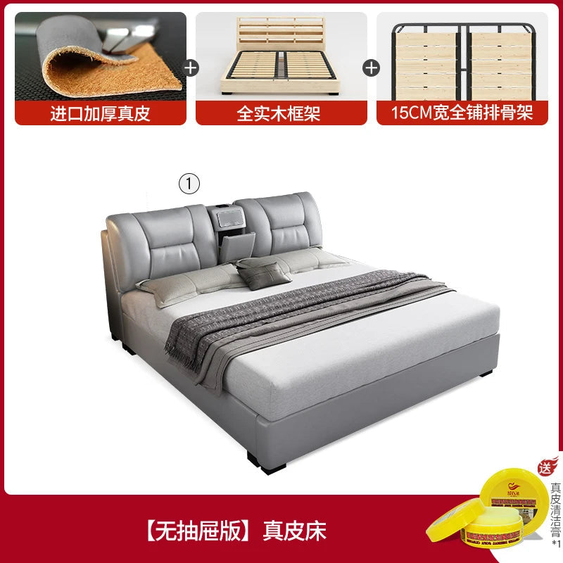 King Upholstered Beds Minimalist Frames Children Bedroom Beds Multifunctional Headboard Meubles De Chambre Home Furniture Good Vibrations