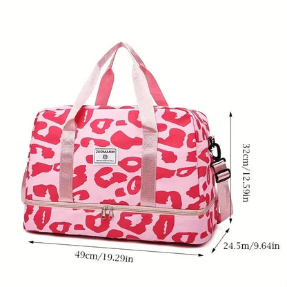 Large Capacity Nylon Travel Duffle Bag with Animal Print, Sports Gym Storage Bag, Portable Women'S Weekender Overnight Bag Good Vibrations