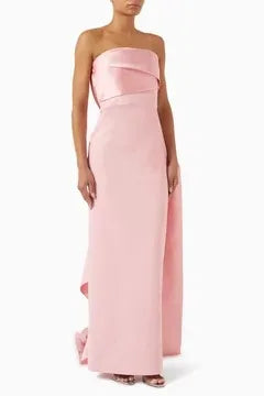 Flowers Prom Satin Evening Dresses Straight Party Dress Pleats Christmas Dress فساتين مناسبة رسمية Customized Good Vibrations