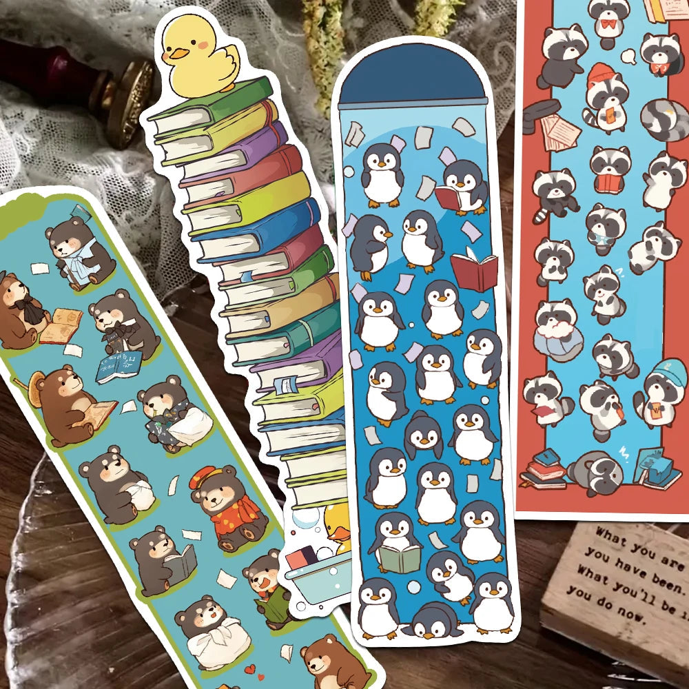 30pcs Cartoon Cute Animals Bookmarks Reading Books Tagged Students Stationary Supplies DIY Aesthetic Bookmarks Creative Gifts Good Vibrations