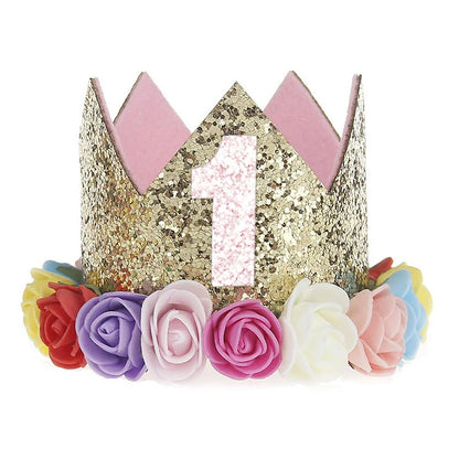 1st Birthday Party Decor Hat Kids 1 2 3 Year Happy Birthday Boy Girl Crown Hat First Happy Birthday Party Baby Shower Decoration Good Vibrations