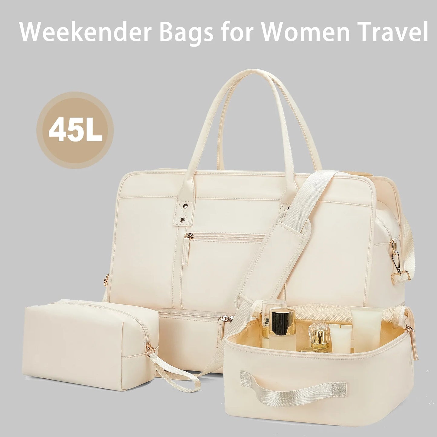 Luggage Travel Bags with a Clothes Bag and Toiletry Bag Large Capacity Daily Commuter Shoulder Bag Woman Tote Bags Handbag Woman Good Vibrations