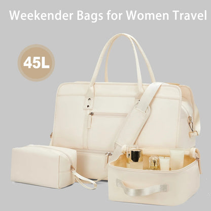 Luggage Travel Bags with a Clothes Bag and Toiletry Bag Large Capacity Daily Commuter Shoulder Bag Woman Tote Bags Handbag Woman Good Vibrations