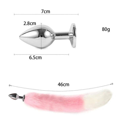 VaHppy SM BDSM Sex Toy Sets role-playing Fox 5pcs/lot Plush Anal Plug Tail Bell Collar Mouth Plugs White/Black/Pink Couple games GOOD Vibrations