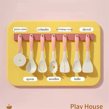 Toy Kitchen for Kids Cooking Utensils Children's Pretend Play Cutting Miniature Food Set Pot Pan Educational Unisex Novel Gift Good Vibrations