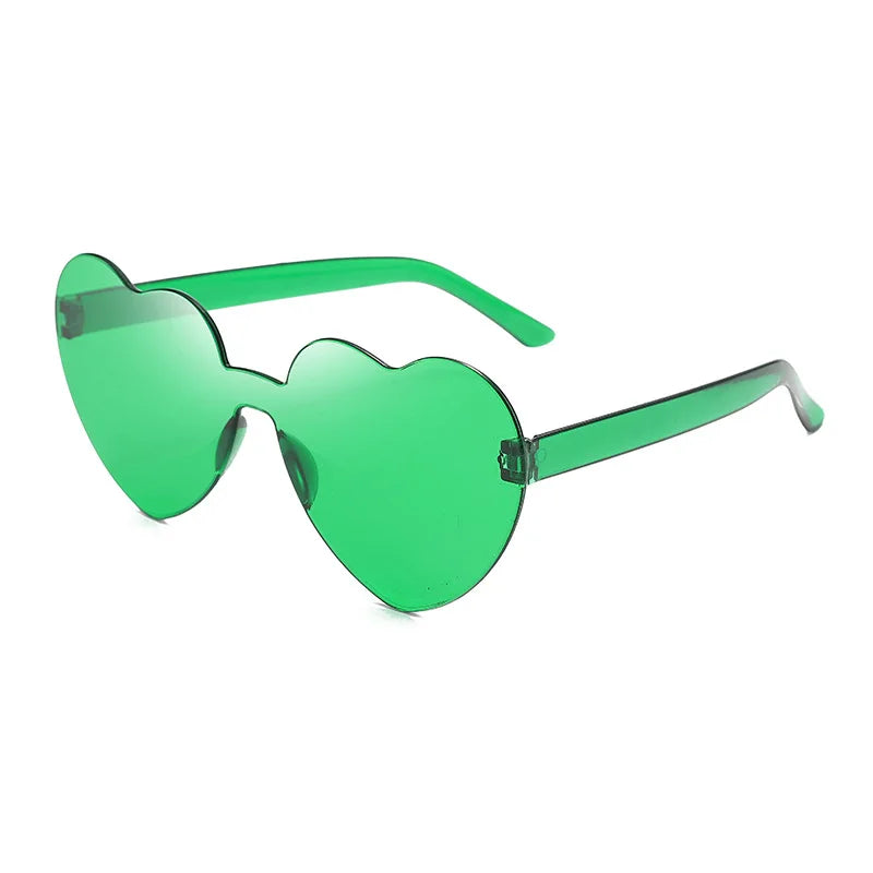 Color Transparent Sunglasses Women Heart Shaped Sun Glasses Fashion Travel Outdoor UV400 Shades Party Eyewear Goggle Men Gifts Good Vibrations