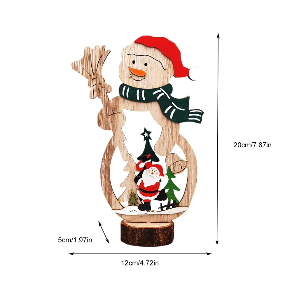Christmas Decoration DIY Wooden Crafts Creative Ornaments Santa Claus Snowman Reindeer Christmas Desktop Decoration Gifts Good Vibrations