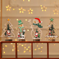 Christmas Decoration DIY Wooden Crafts Creative Ornaments Santa Claus Snowman Reindeer Christmas Desktop Decoration Gifts Good Vibrations