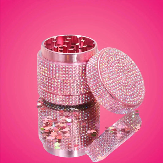 Pink Rhinestone Herb Grinder – 4-Layer Bling Crystal Grinder-40mm Good Vibrations Adult Super Store