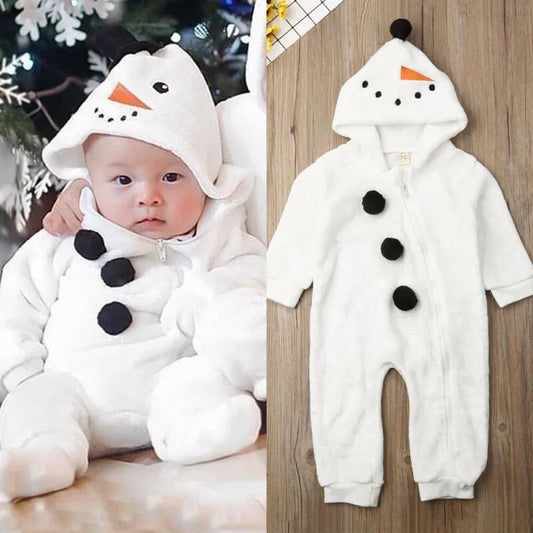 0-36months Infant White Fleece Jumpsuit Long Sleeve Zipper Open Front Hooded Romper For Boys And Girls Autumn Winter Playsuit Good Vibrations