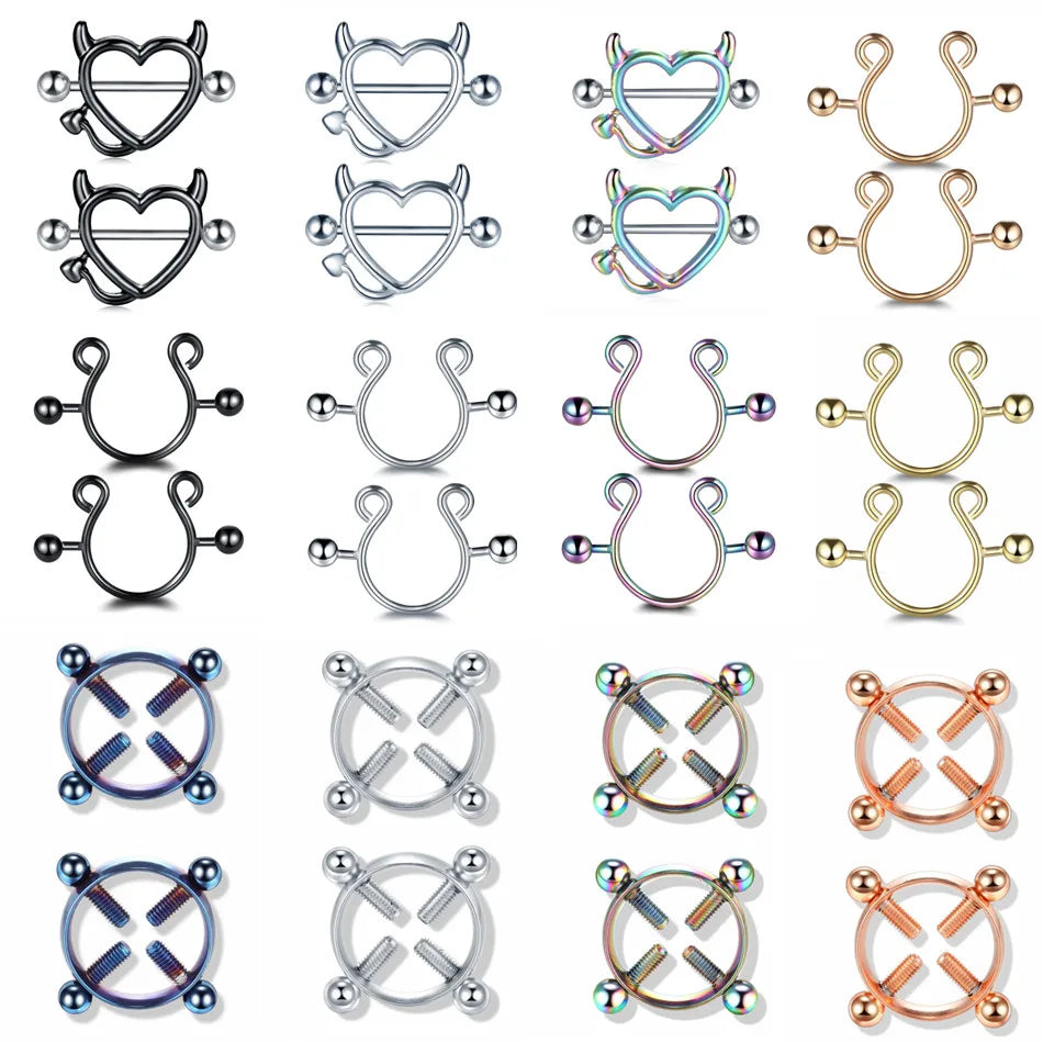 1Pair Stianless Steel Nipple Rings Piercing Jewelry Wholesale Women Sexy Clips Nipple Ring Clamps Pierced  Body Jewelry Good Vibrations Adult Super Store