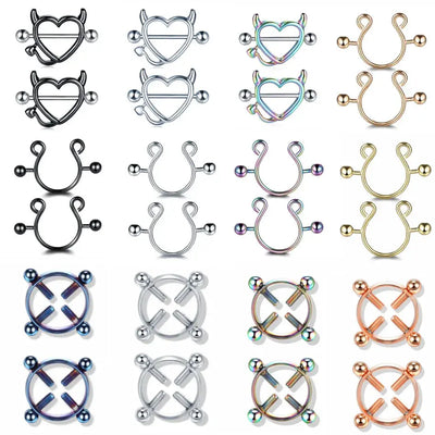 1Pair Stianless Steel Nipple Rings Piercing Jewelry Wholesale Women Sexy Clips Nipple Ring Clamps Pierced  Body Jewelry