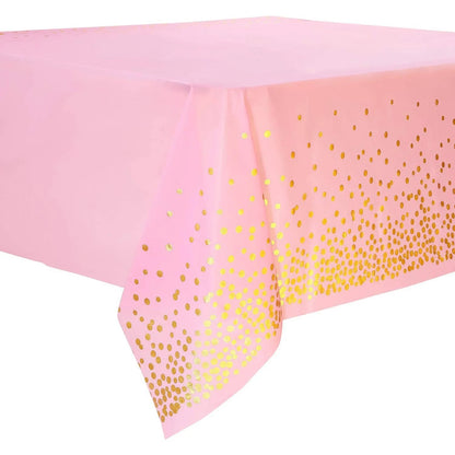 Pink Party Decoation Gold Supplies Paper Tablecloth Disposable Dinnerware Plate Napkin Cup for Christmas Birthday Party Wedding Good Vibrations