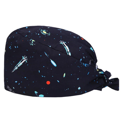 Hat Men Adjustable Bouffant Bonnet Working Hats Print Scrub Cap Button Elasticity Good Vibrations