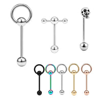 1pc 316L Stainless Steel Tongue Ring for Women Men Simple Round Circle Piercing Tongue Studs White Gold Color Body Jewelry Gift Good Vibrations Adult Super Store