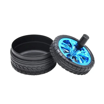 New Creative Tyre Hub Rotating Style Fashion Ash Tray Alloy Round Smokeless Press Up Ashtray portable ashtray Good Vibrations Adult Super Store