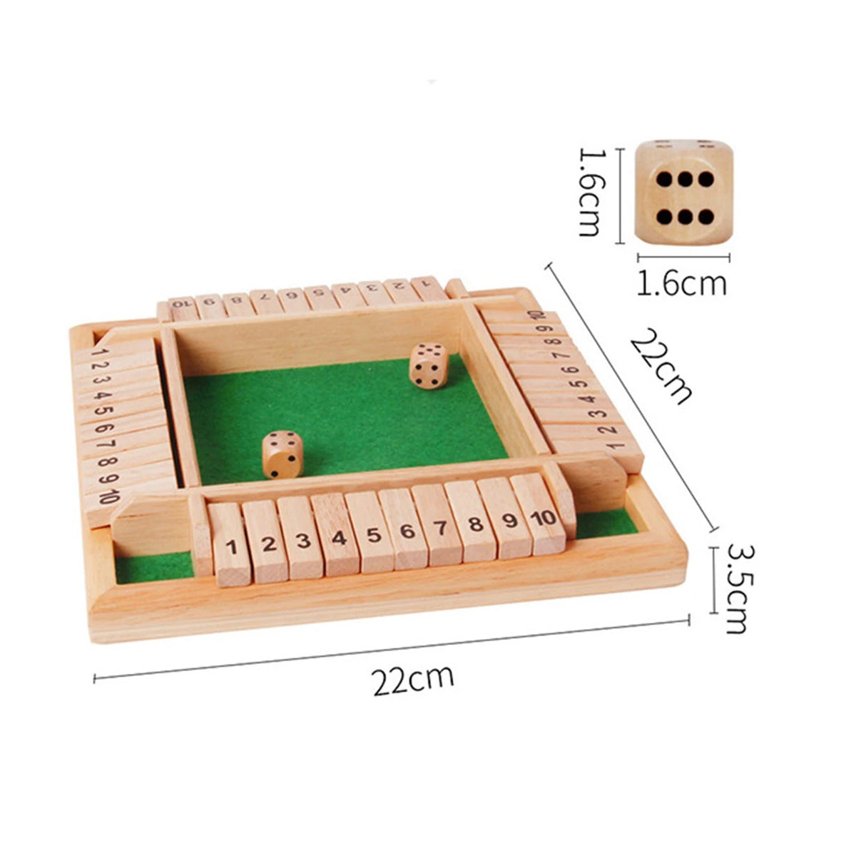 Shut The Box Dice Board Game 2-4 Players Wooden Table Game Amusing Game with 1-10 Numbers Travel Games Good Vibrations