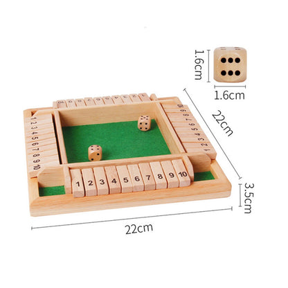 Shut The Box Dice Board Game 2-4 Players Wooden Table Game Amusing Game with 1-10 Numbers Travel Games Good Vibrations