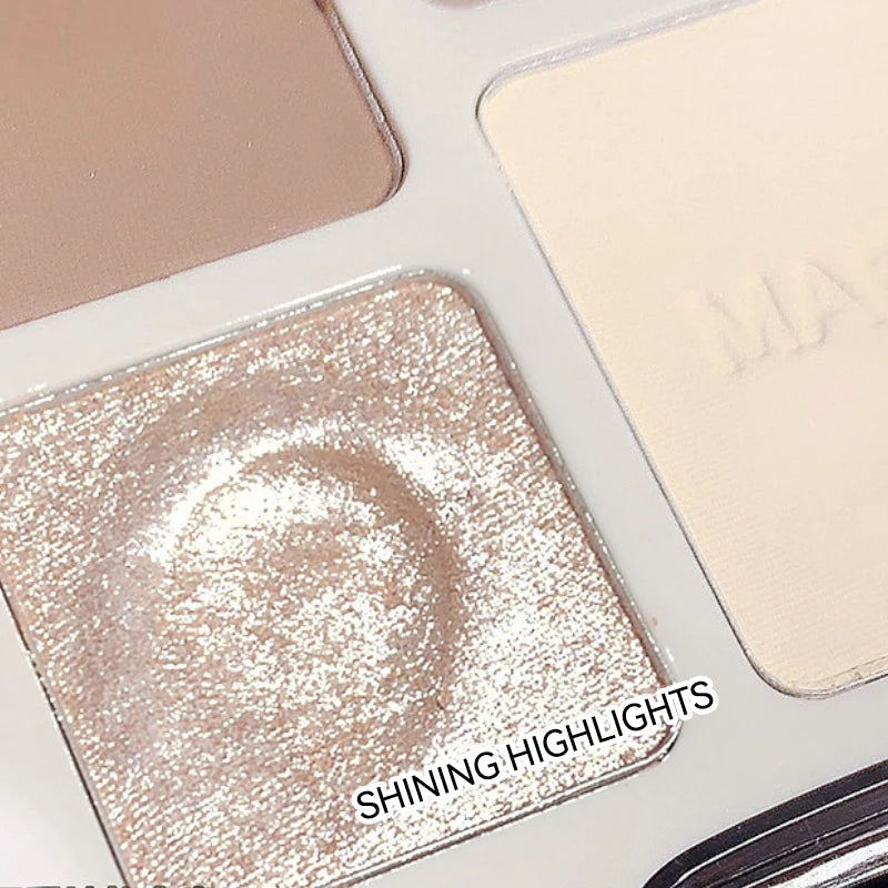 MAFFICK 4-Color Contour Palette:Matte Brightener, and Shimmer Highlight-Versatile Multi-Use Palette for Eye Shadow, Contouring, Good Vibrations