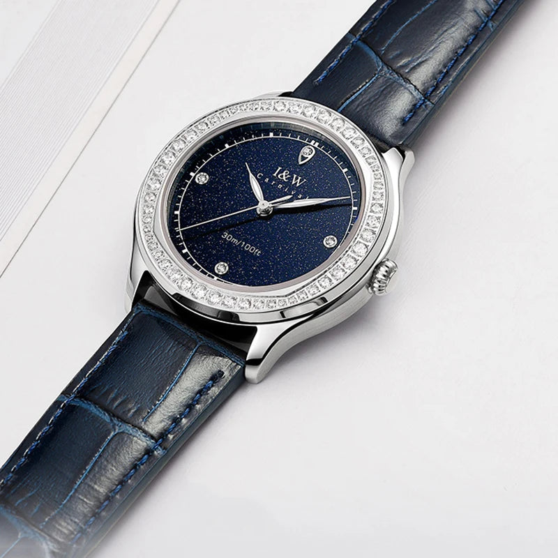 Relogio Feminino IW Fashion Diamonds Watches for Woman Sapphire Leather Luminous Waterproof Switzerland Made Quartz Watches 2025 Good Vibrations