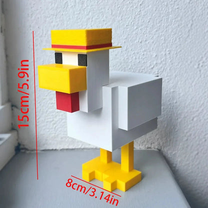 Charming and cute pixel chicken statue - artistically crafted animal decoration suitable for homes and offices Good Vibrations
