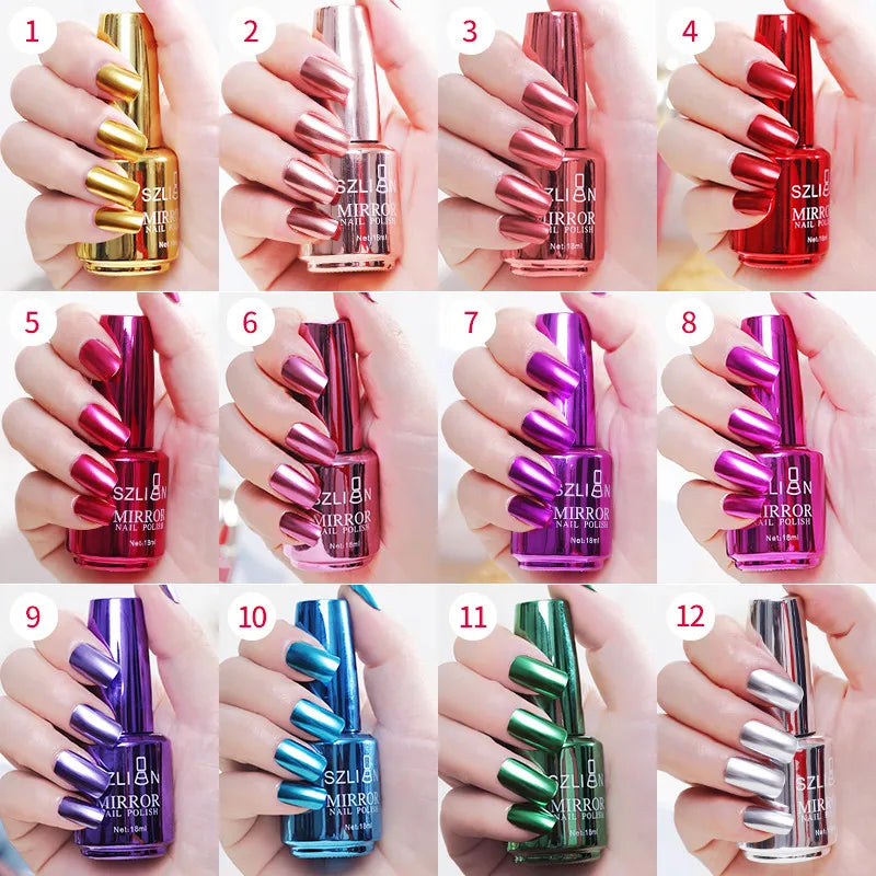 Mirror Effect Metallic Nail Polish Purple Rose Gold Silver  Nail Art Polish for Nails Manicure Lacquer Decoration Good Vibrations