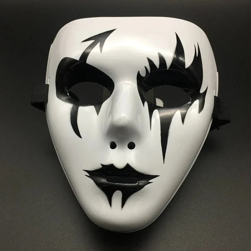 Halloween Props Masquerade Performance Full Face Mask Hand-painted White Street Dance Adult Eye Mask Death Clown Black Gold Good Vibrations