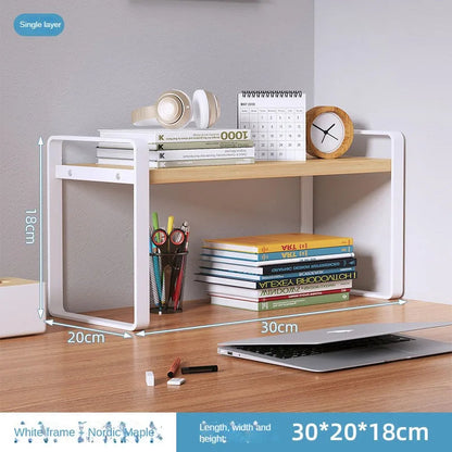 Shelf Desktop Storage  Bookshelf Student Desk Shelves Racks Office Computer Desk Tiered Cabinet Home Storage Holders Organizer Good Vibrations