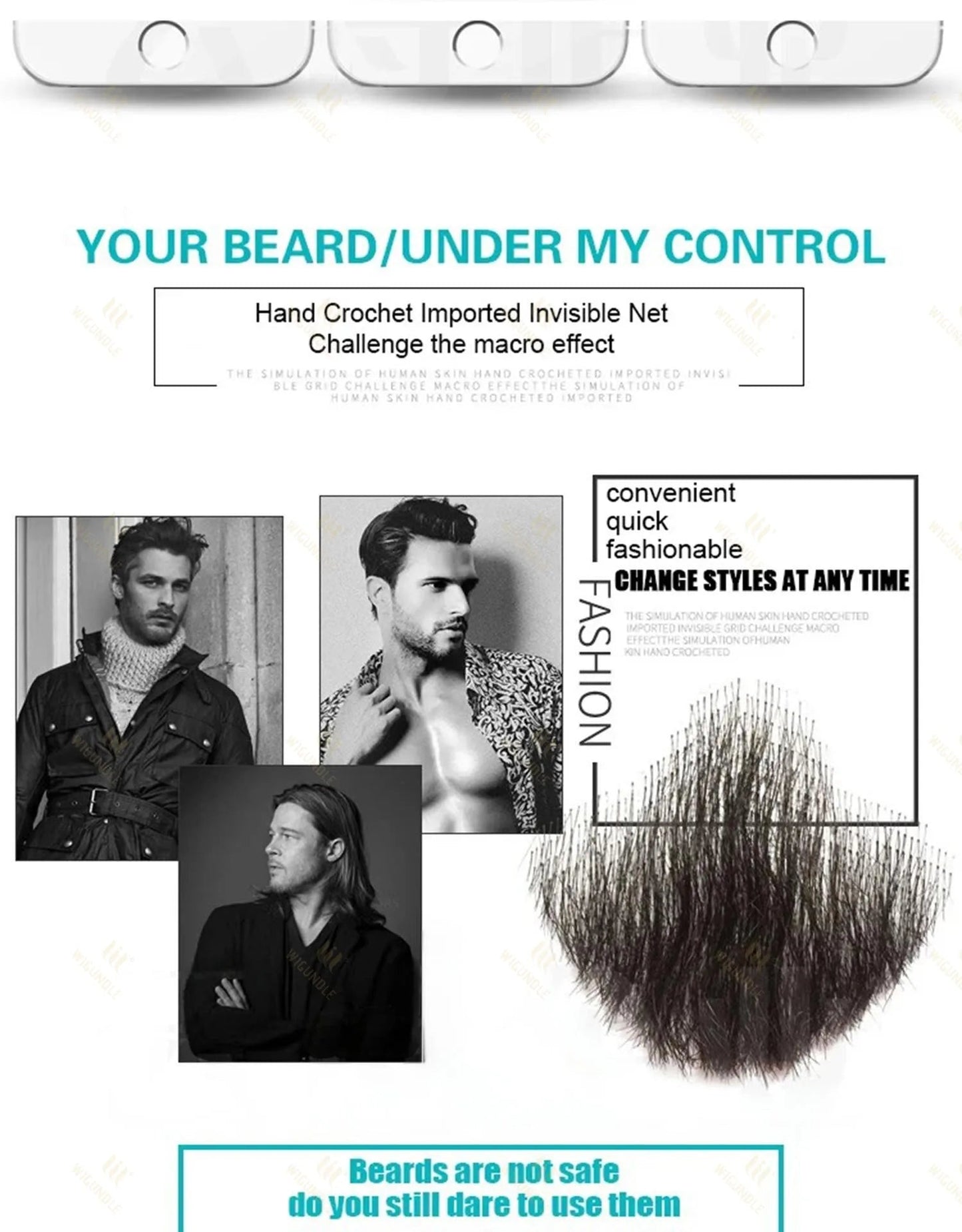 Wigundle Man's Beard Hand Made Real Hair Fake Beard Mustache Fancy Synthetic Invisible for Makeup Fake Hair Cospaly Party Tools Good Vibrations