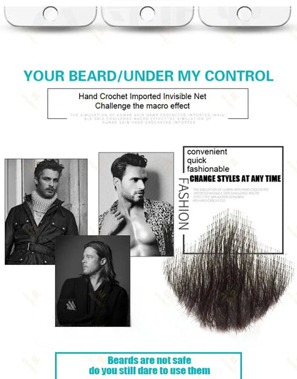 Wigundle Man's Beard Hand Made Real Hair Fake Beard Mustache Fancy Synthetic Invisible for Makeup Fake Hair Cospaly Party Tools Good Vibrations