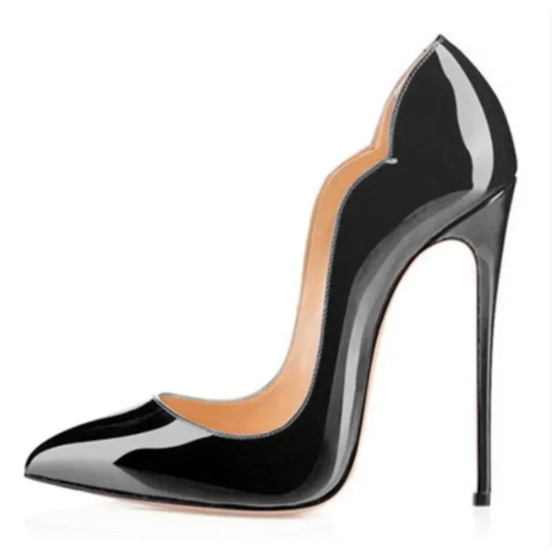 Black Sexy High Heels for Women New Fashion High-end Super High Heels 12cm Pointed Versatile Professional Luxury Single Shoes Good Vibrations