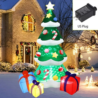 7FT/2.1M Xmas Inflatable Decoration 3 Gift Boxes Christmas Trees with Snow LED Lights Indoor Party Outdoor Garden Props Ornament Good Vibrations